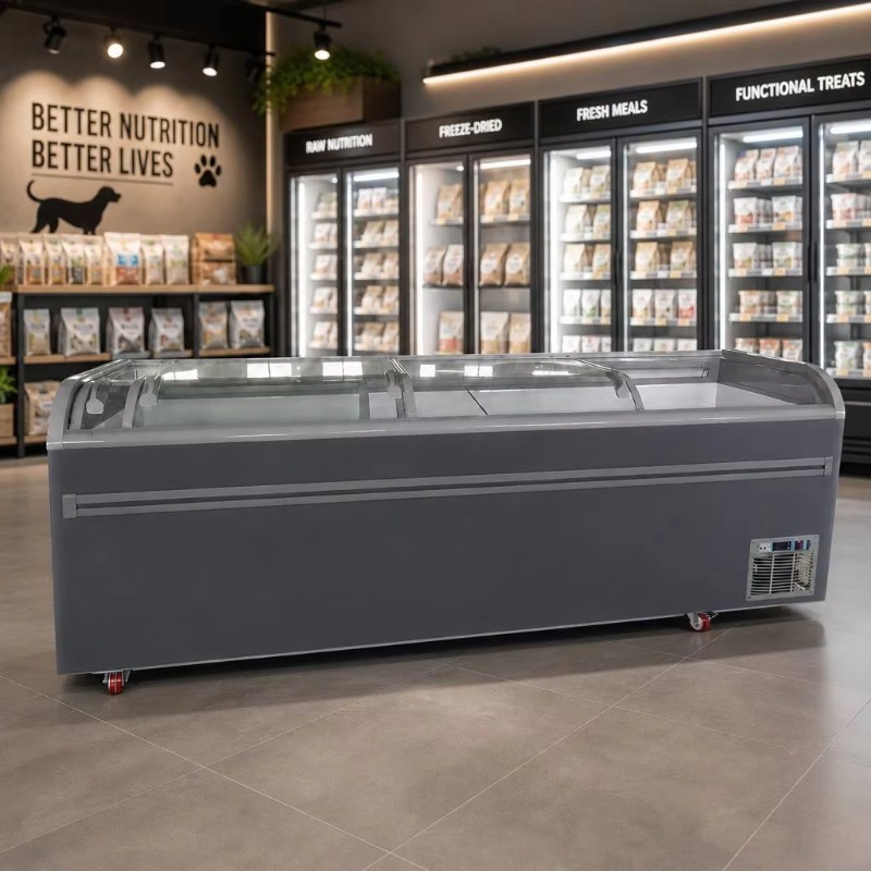 Commercial Chest Freezer - R290 냉매를 사용한 유리 상판형 냉동고,