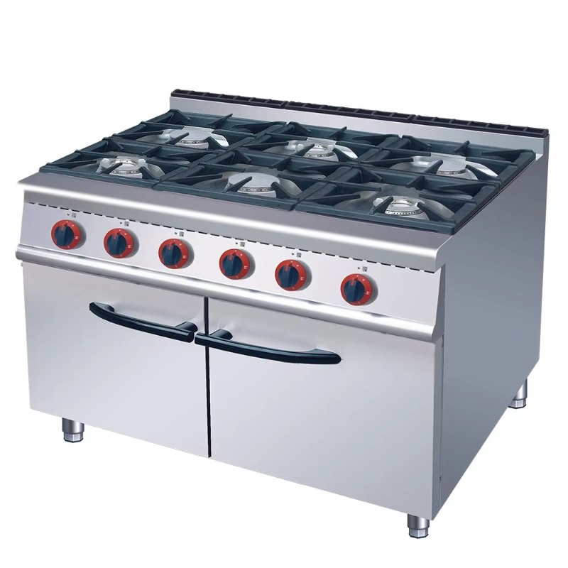 Range Commercial Kitchen - 6구 상업용 가스레인지와 가스오븐이 있는 독립형